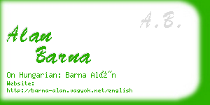 alan barna business card